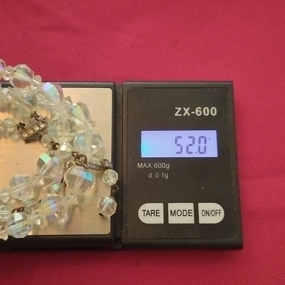 Vtg LOT of 2 AB Rock Crystal Chokers Double Strand and Single Strand - Picture 12 of 13